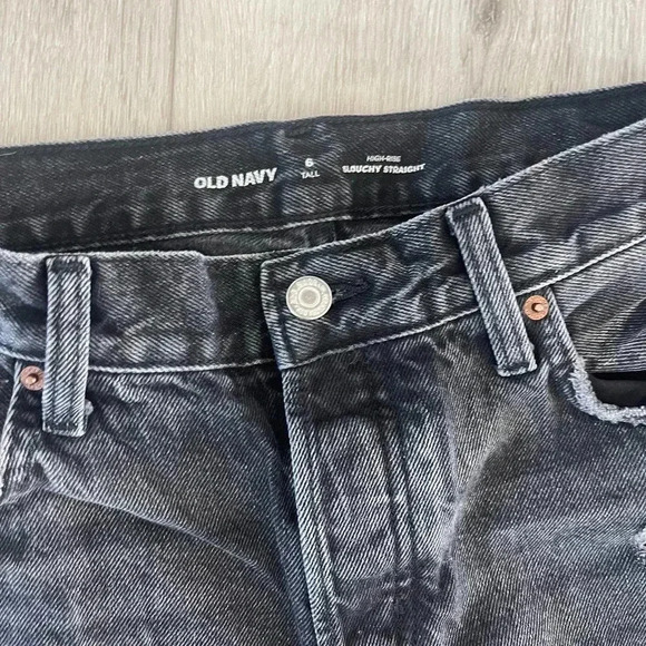 Old Navy High-Waisted Slouchy Straight Distressed Jeans Dark Wash Blue Size 6T - Picture 4 of 9